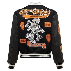 Off-White Varsity Jacket Black Orange Laboratory Of Fun VIRGIL ABLOH Medium
